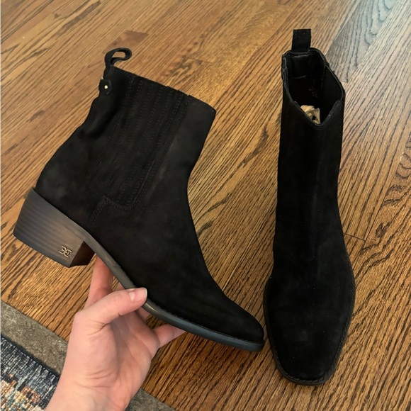 Sam Edelman | Black Bronson Suede Leather Booties Sz 7 - Picture 1 of 6